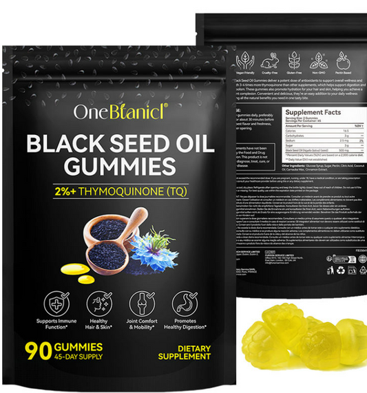 BLACK SEED OIL Gummies for Hair Skin Joint Health. Vegan, Halal x 90 Gummies