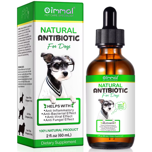 Dog treats by Pet Care Expert, herbal immune support drops for dogs, natural pet supplement in a clear jar with treats visible.