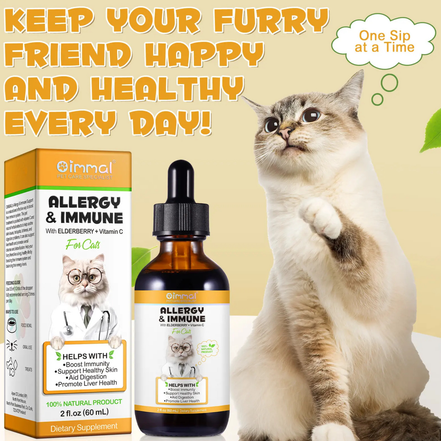 Cats Natural Pet Supplement Boost Immunity Healthy Skin Aid Digestion for Cats - Pet Care Expert