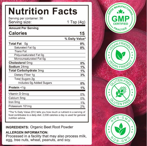 Beet Root Powder Non-GMO Vegan Raw Beetroot Extract Powder for Overall Wellness
