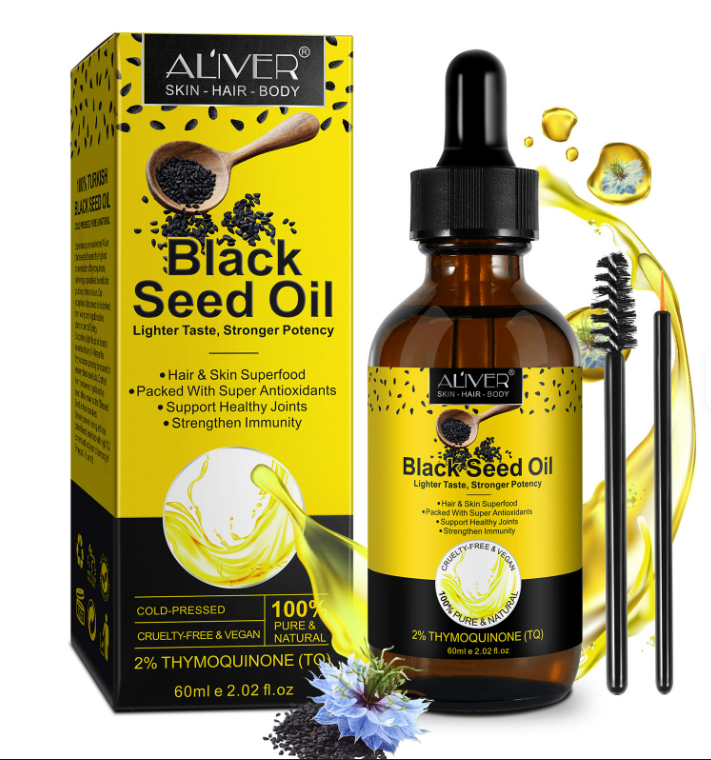 Black Seed Oil 100% Pure Organic Cold Pressed for Hair Growth, Skin Care, Joints