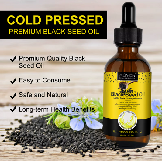Black Seed Oil 100% Pure Organic Cold Pressed for Hair Growth, Skin Care, Joints