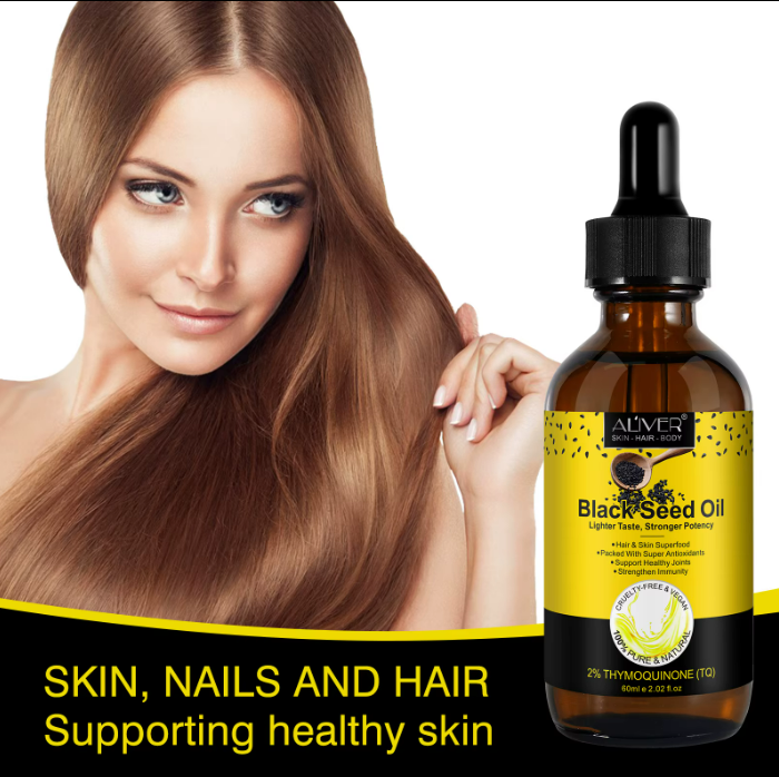 Black Seed Oil 100% Pure Organic Cold Pressed for Hair Growth, Skin Care, Joints