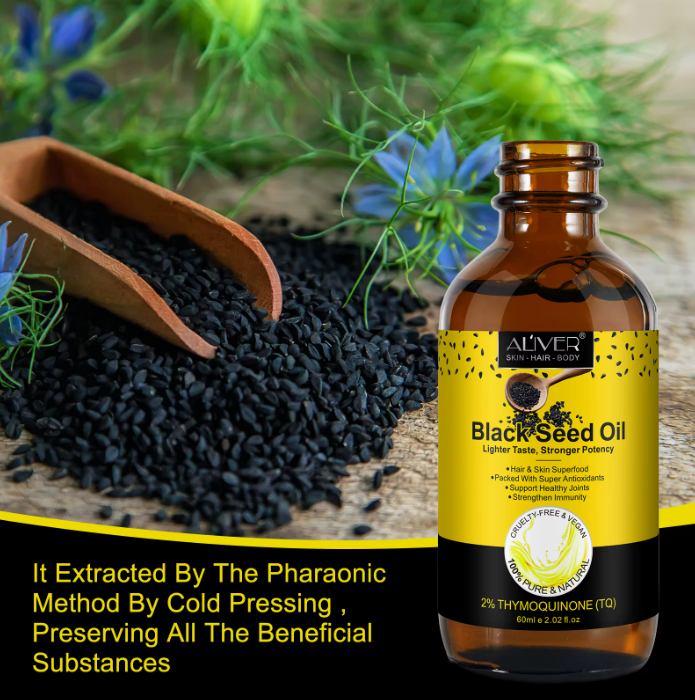Black Seed Oil 100% Pure Organic Cold Pressed for Hair Growth, Skin Care, Joints