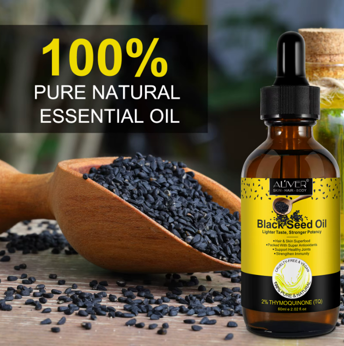 Black Seed Oil 100% Pure Organic Cold Pressed for Hair Growth, Skin Care, Joints