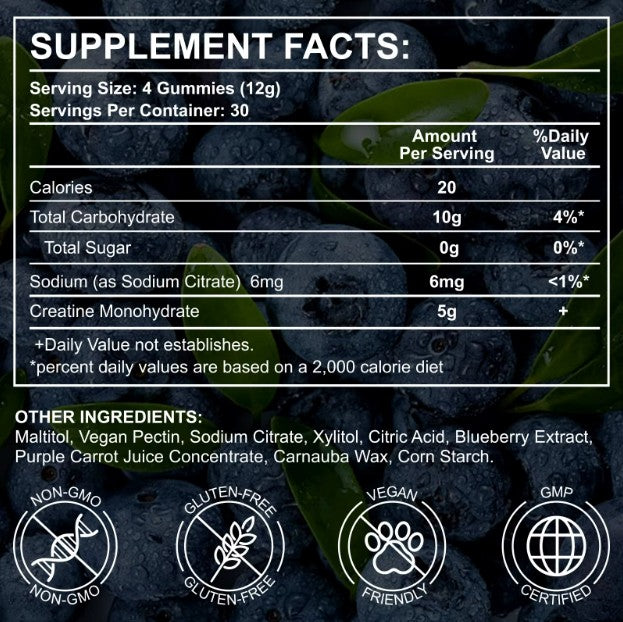 Creatine Gummies High Strength Monohydrate 5000mg 120 Gummies Muscle Growth