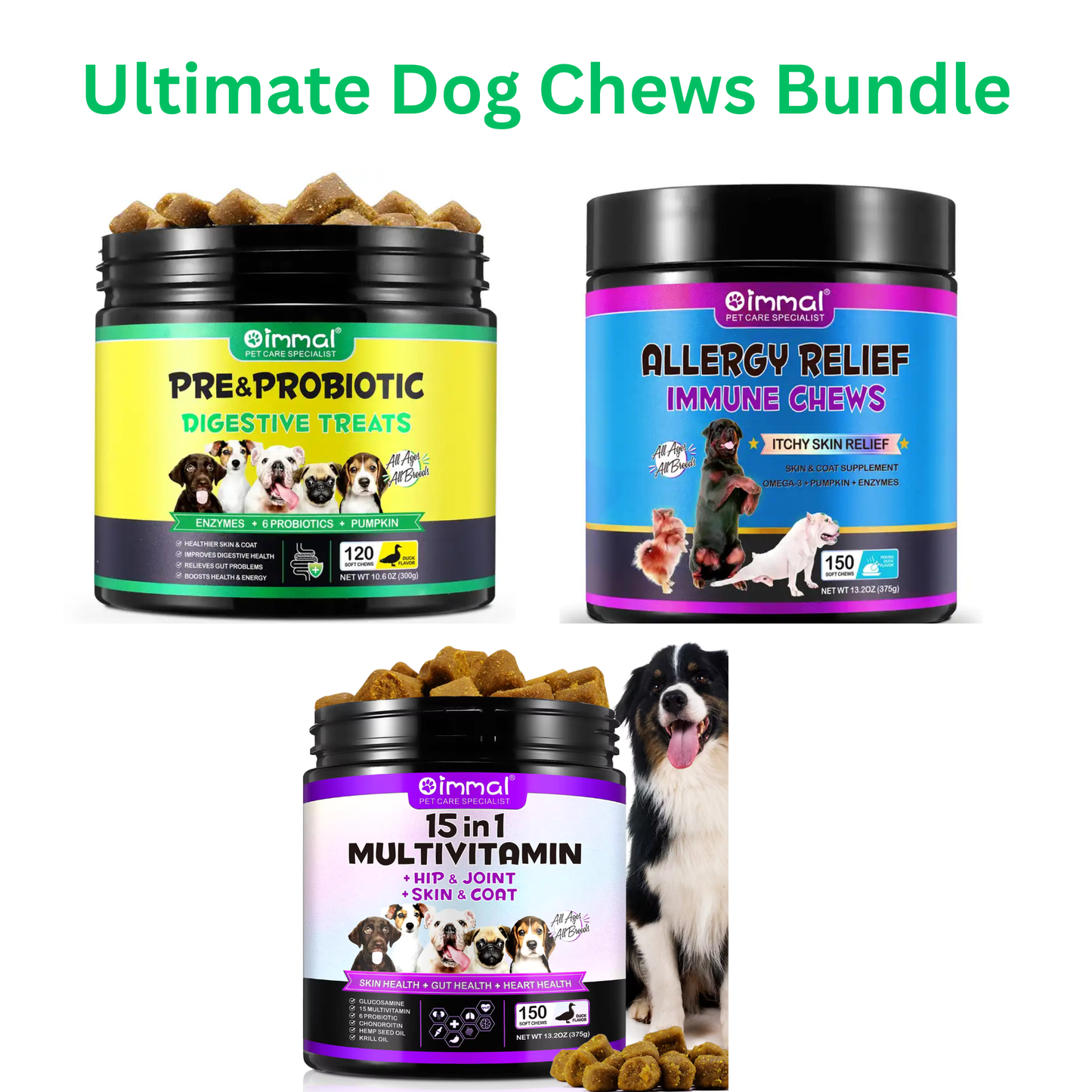 Ultimate Dog Chews Bundle - Digestive treats, Immune Chews and Multivitamin Chews - Pet Care Expert