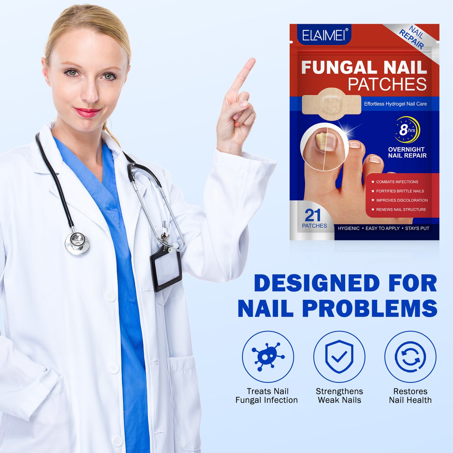63 Anti Fungal Nail Treatment Patches Toe Fungus Onychomycosis Repair Sticker
