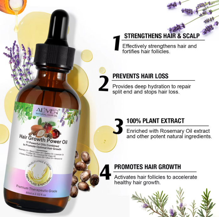 11 in 1 Hair Oil, Powerful Essential Oils Optimal Hair Growth Scalp Natural Pure