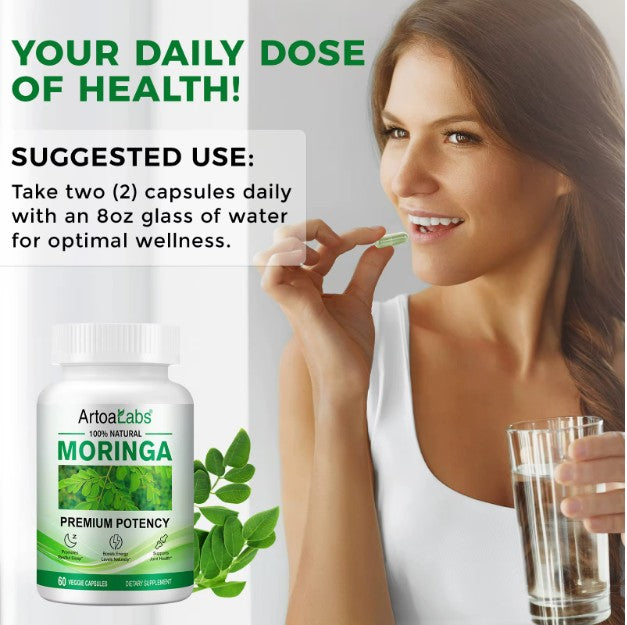 Natural Moringa Capsules STRONG EFFECTIVE Boost Immune Supports Digestion Veggie