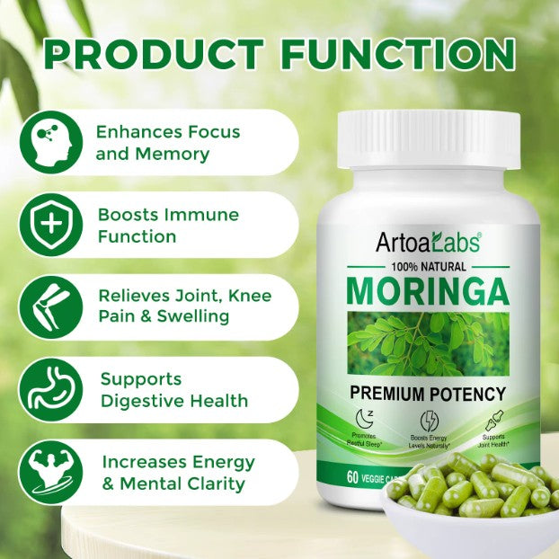 Natural Moringa Capsules STRONG EFFECTIVE Boost Immune Supports Digestion Veggie