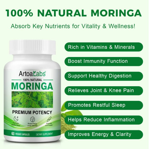 Natural Moringa Capsules STRONG EFFECTIVE Boost Immune Supports Digestion Veggie
