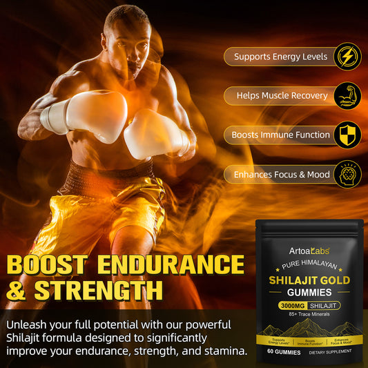 Pure Himalayan Shilajit Gummies Gold 3000MG - 60 Gummies - High Fulvic Acid (Vegan, Halal)