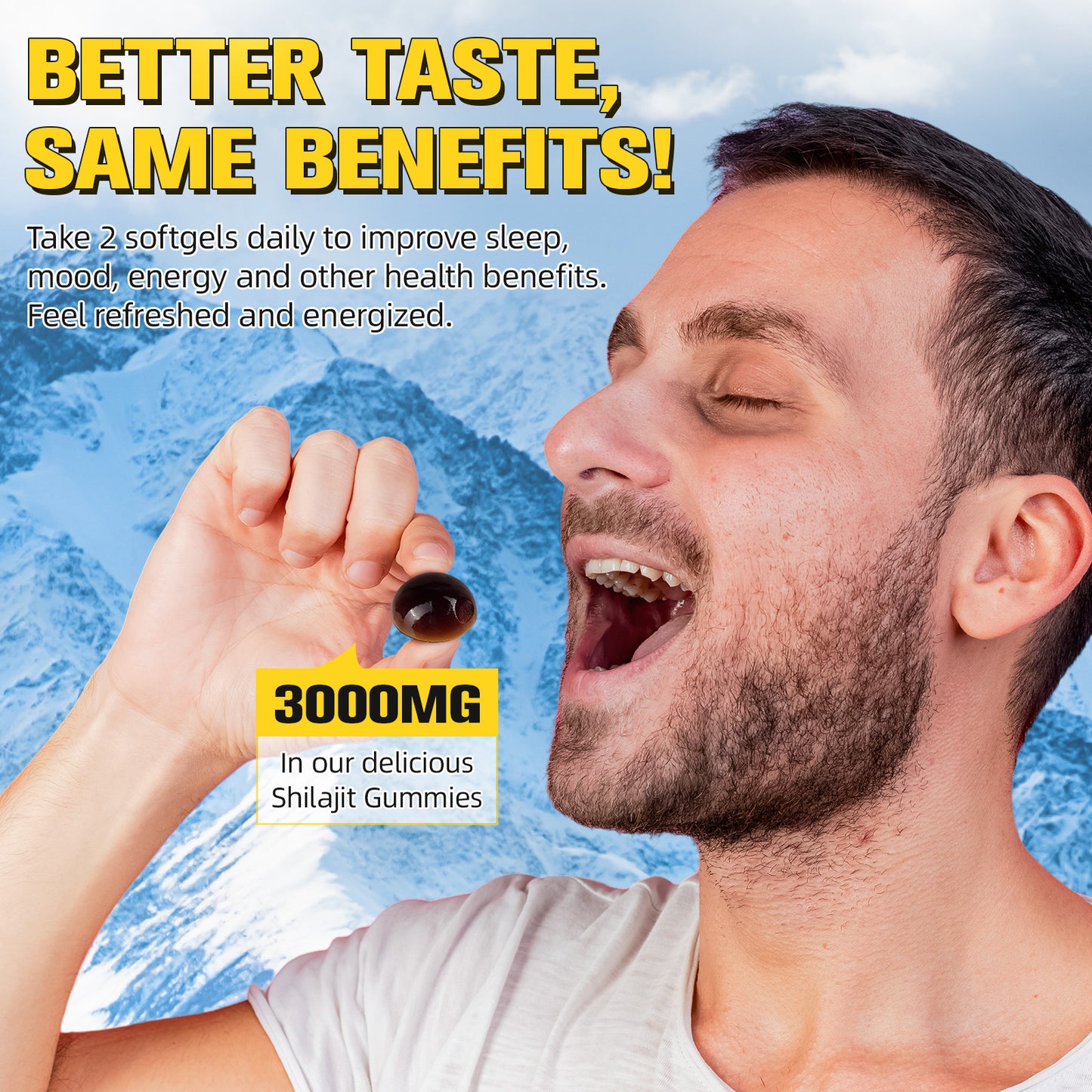 Pure Himalayan Shilajit Gummies Gold 3000MG - 60 Gummies - High Fulvic Acid (Vegan, Halal)