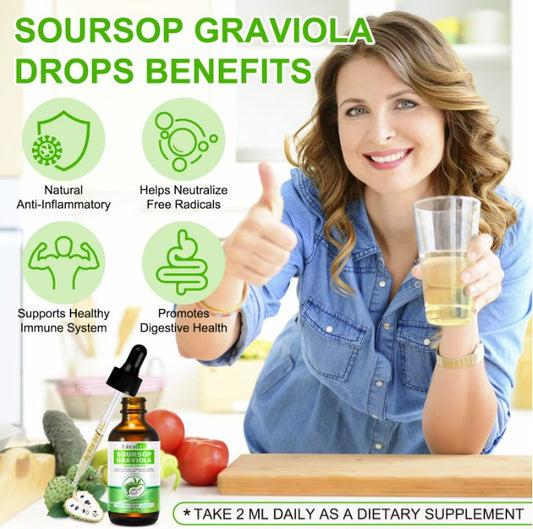 100% Pure Graviola Soursop Liquid Drops Bitters Fruit & Leaf Herbal Extract 60ml