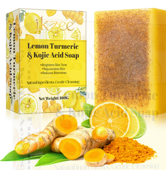 4 Soaps x Turmeric Kojic Acid Lemon Soap Bright Skin Whitening Dark Spot lightening Acne