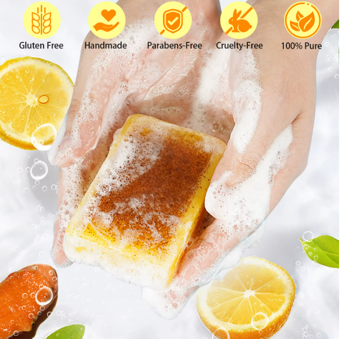 4 Soaps x Turmeric Kojic Acid Lemon Soap Bright Skin Whitening Dark Spot lightening Acne