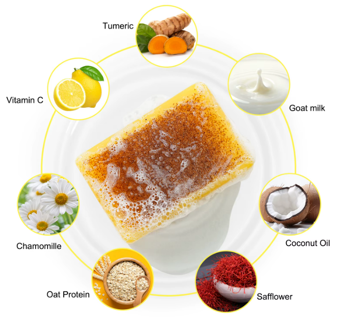 4 Soaps x Turmeric Kojic Acid Lemon Soap Bright Skin Whitening Dark Spot lightening Acne