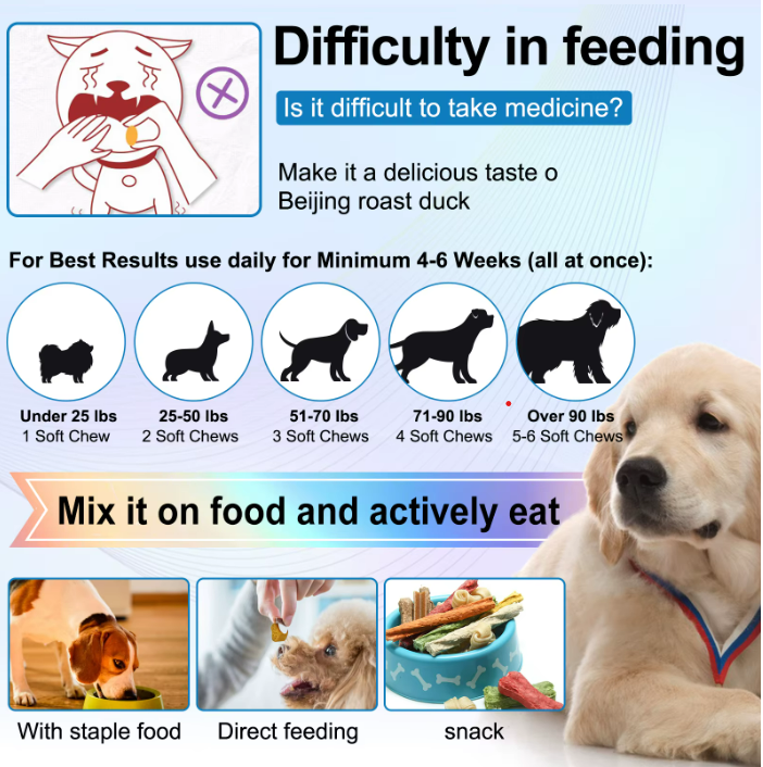 Dog allergy chews by Pet Care Expert, soft immunity treats for dogs, 60-piece pack, designed to soothe itching and support skin health.