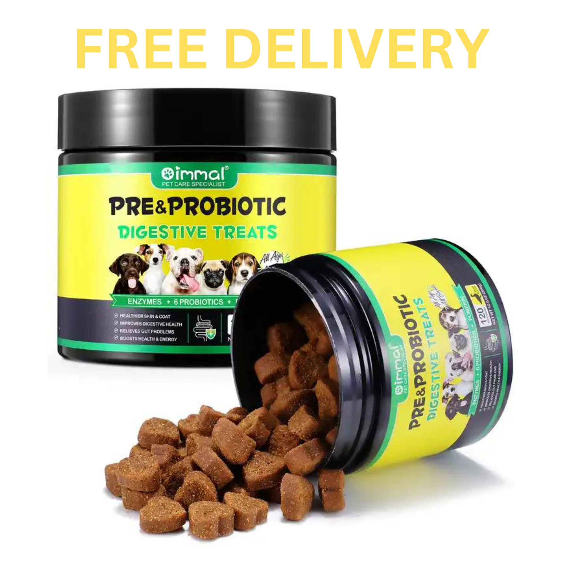 Dog Probiotic Chews by Pet Care Expert, natural dog treats for daily digestive and gut health support, shown in packaging.