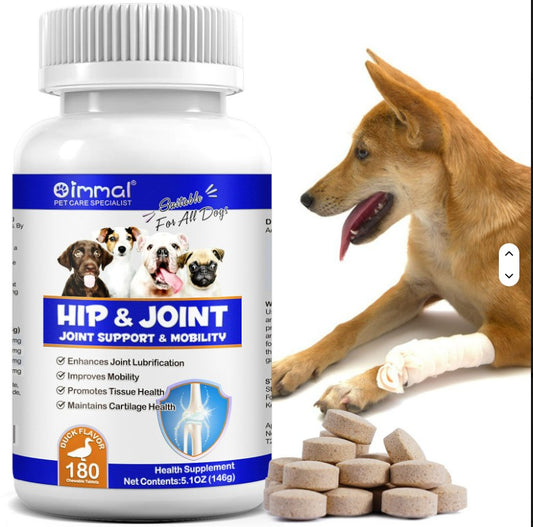 Oimmal Duck Flavour Dog Treats, 180 tablets for hip and joint support, pet health supplement by Pet Care Expert.