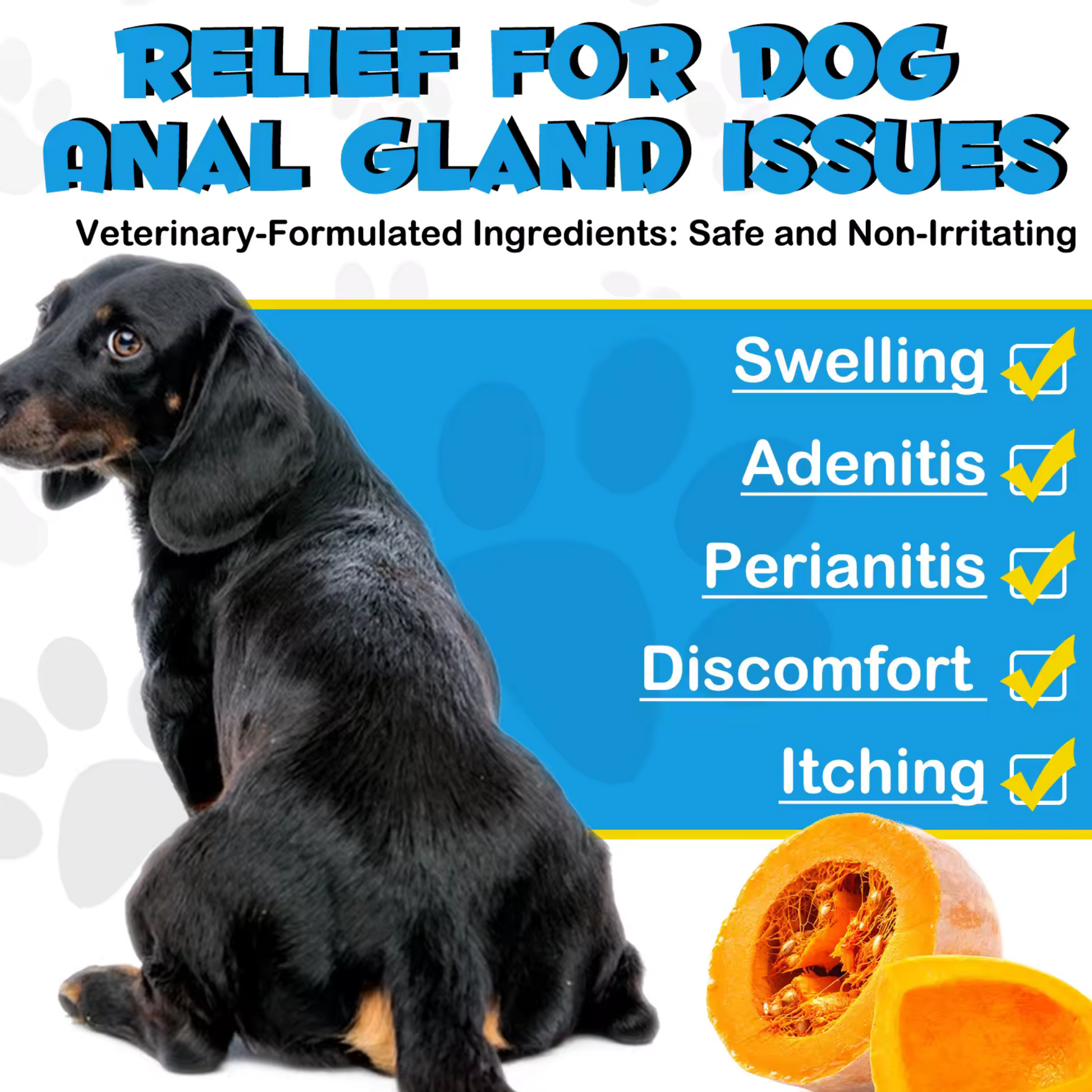 Pet Care Expert dog treats with soft chews for anal gland health, featuring pumpkin, digestive enzymes, and fiber.