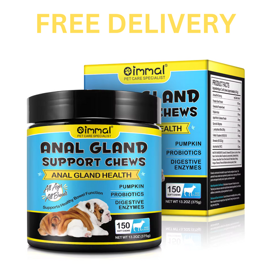 Pet Care Expert dog treats in soft chew form with pumpkin, digestive enzymes, and fiber for anal gland health.