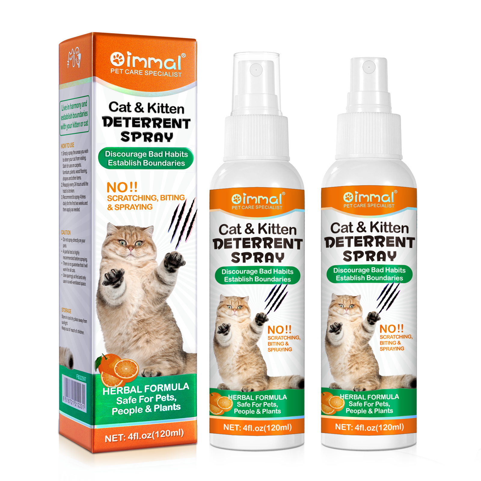 Pet Care Expert herbal cat deterrent spray for behavior training and scratch prevention in pet supplies.