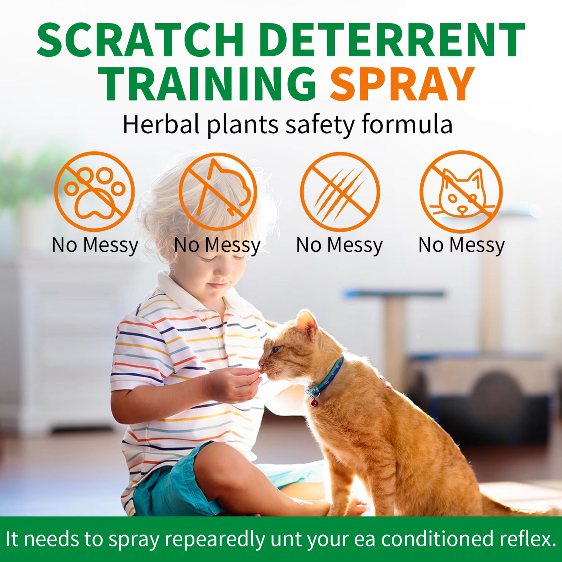 Herbal cat deterrent spray by Pet Care Expert for behavior training and scratch prevention, pet supplies for pet owners.